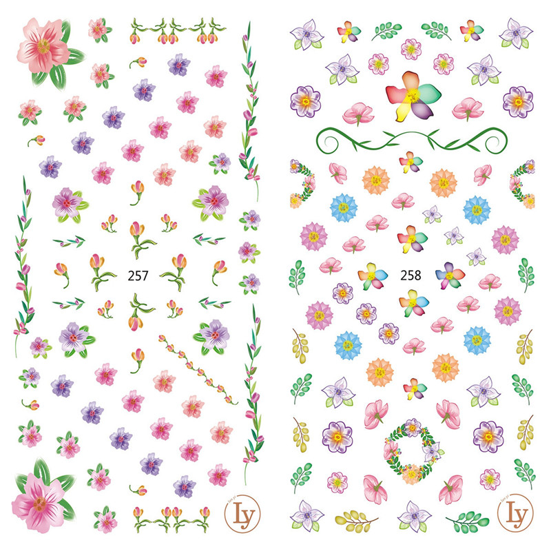 LY257-258 Thin 3D Flower Nail Art Sticker