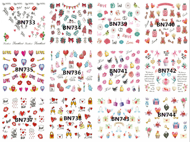 BN733-744 Love Water Nail Sticker