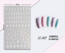 CC-007 3D White Transparent Flower Nail Sticker