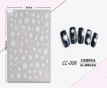 CC-008 3D White Transparent Flower Nail Sticker