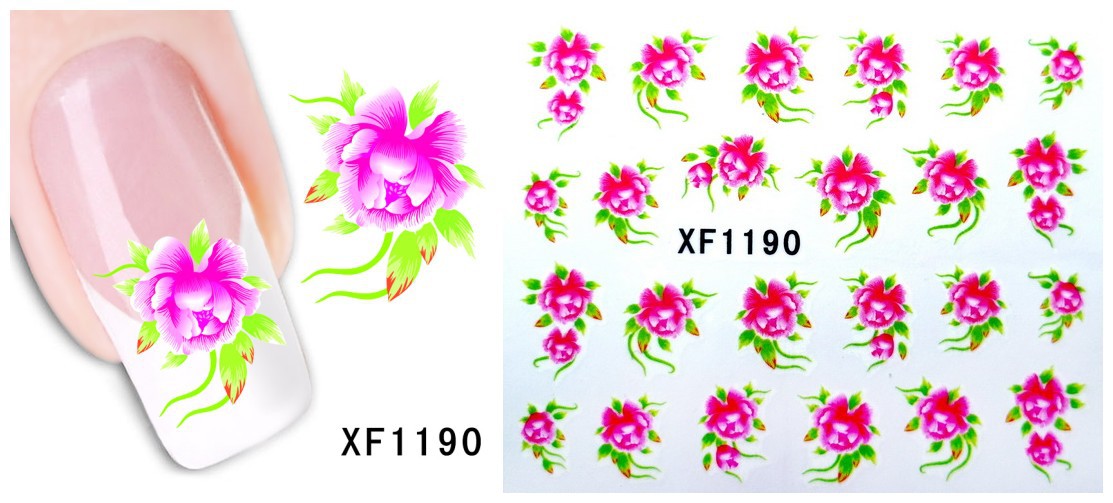 XF1187-1192 Flower Water Nail Sticker