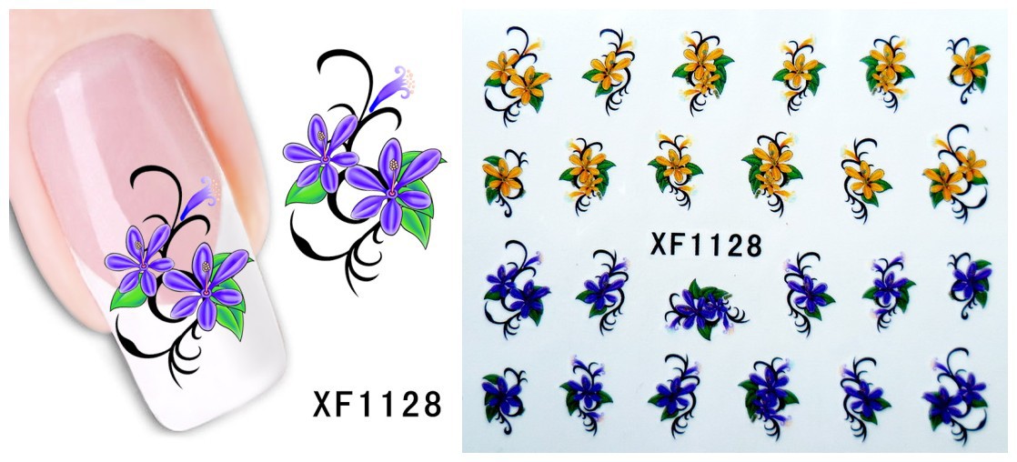 XF1127-1132 Flower Water Nail Sticker