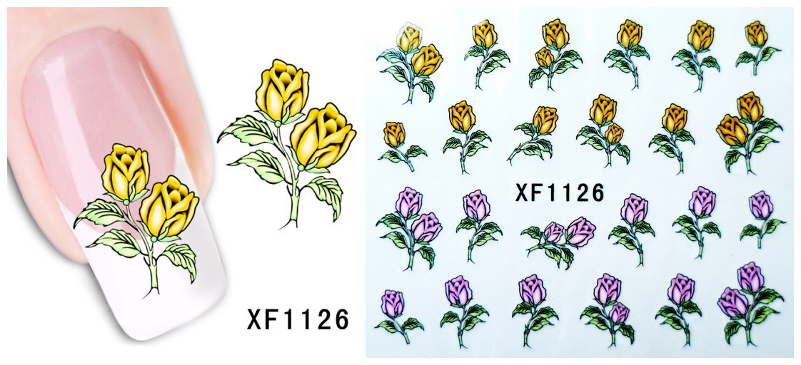 XF1121-1126 Flower Water Nail Sticker