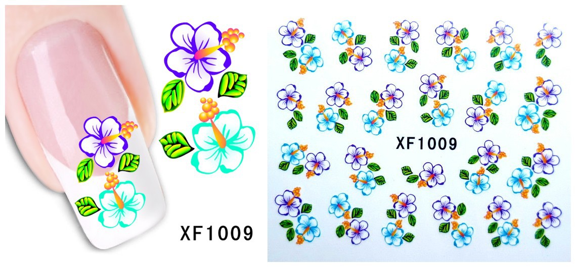 XF1007-1012 Flower Water Nail Sticker