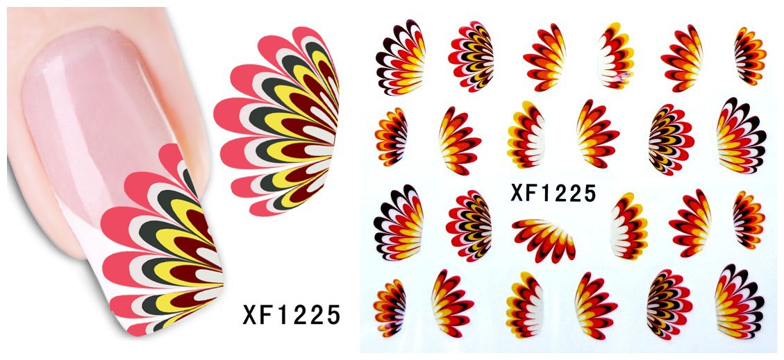XF1223-1230 Feather Water Nail Sticker