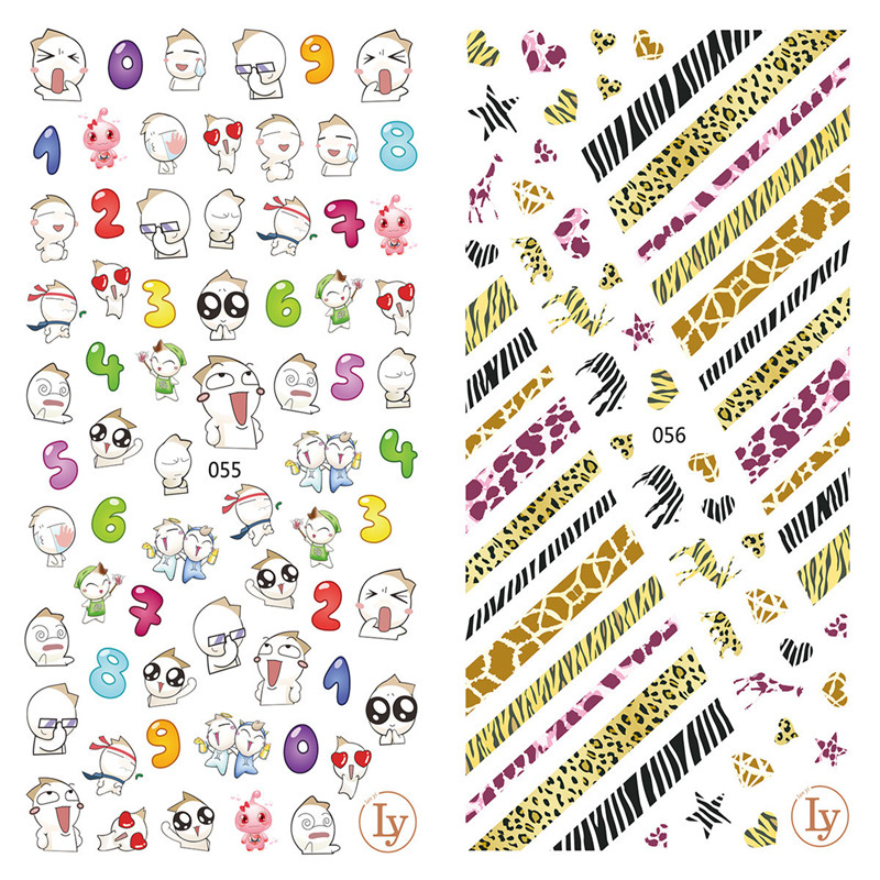 LY055-056 Thin 3D Cute Expression Nail Sticker