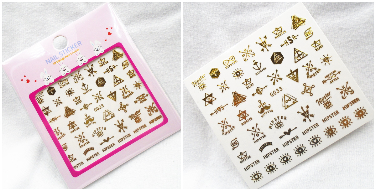 G031-036 3D Gold Nail Art Sticker