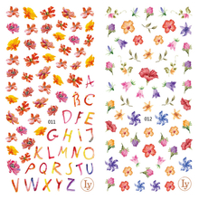 LY011-012 Thin 3D Colorful Flower Nail Sticker