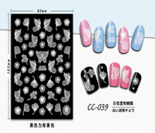 CC-039 3D White Transparent Butterfly Nail Sticker