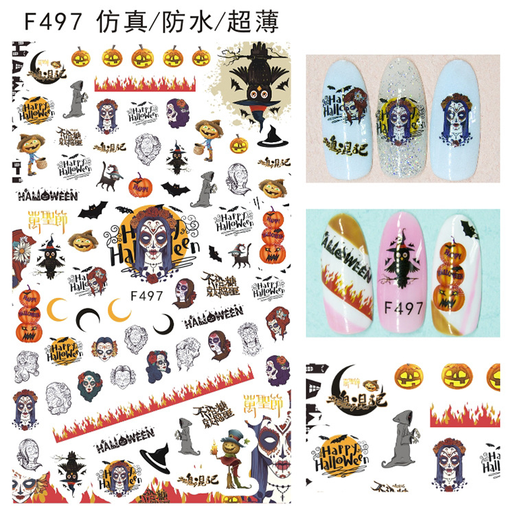 F497 DIY Design 3D Self Adhesive Halloween Nail Art Sticker