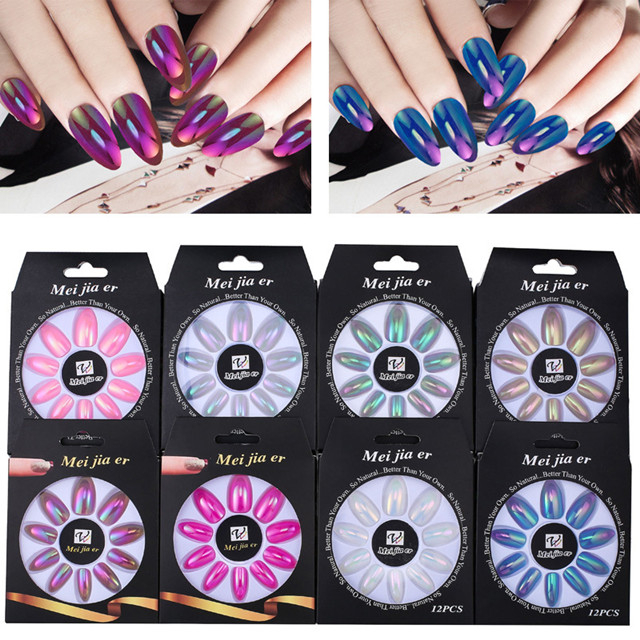 12pcs Mirror Nail Tips in Box