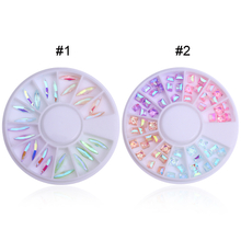 AB Color Nail Rhinestones Colorful Marquise Square Multi-size Flat Bottom 3D Nail Art Decoration