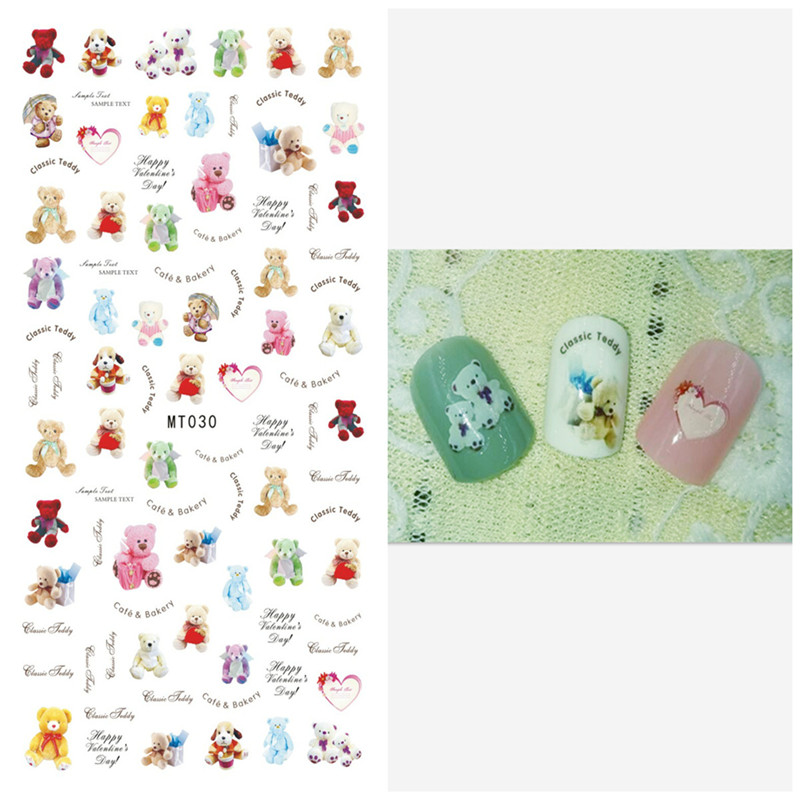MT028-031 3D Teddy Series Nail Art Sticker