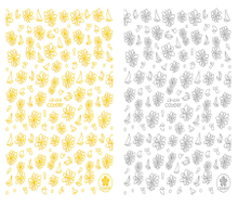 CB-054 3D Line Drawing Flowers Nail Art Sticker
