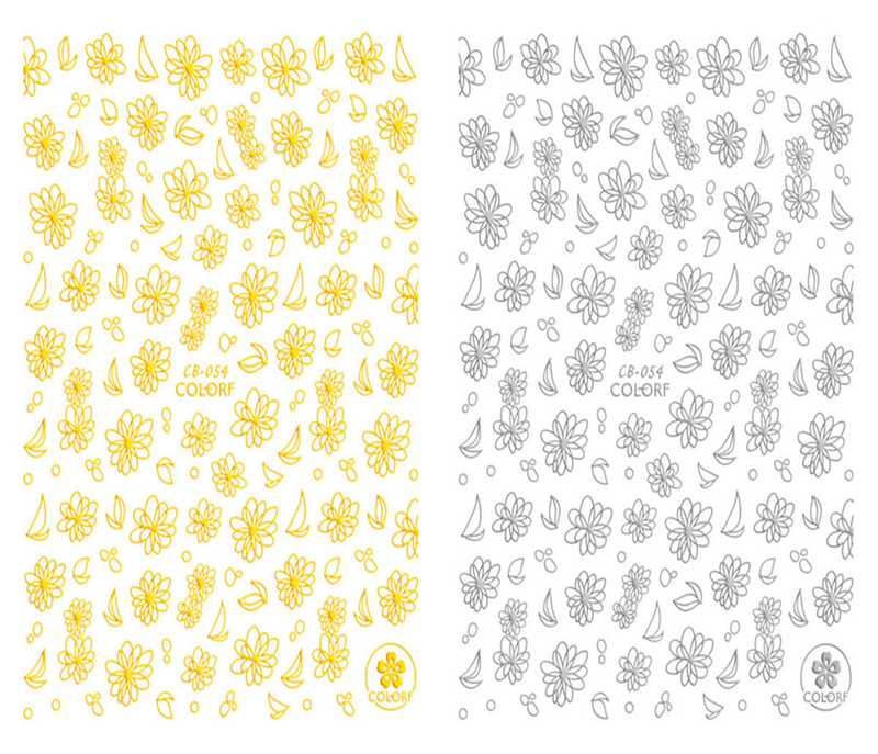 CB-054 3D Line Drawing Flowers Nail Art Sticker