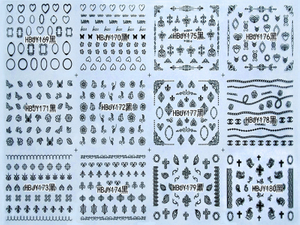 HBJY169-180 3D Black Nail Art Sticker 