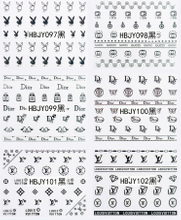 HBJY097-108 3D Black Brand Logo Nail Art Sticker 