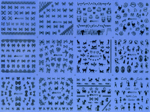 HBJY205-216 3D Black Bow And Cat Nail Art Sticker 