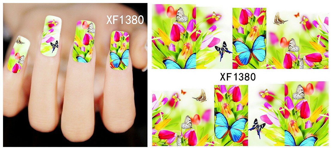 XF1378-1383 Butterfly Flower Water Nail Sticker