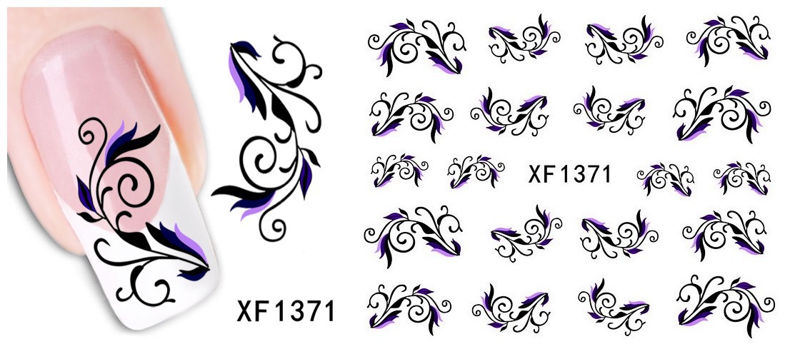 XF1367-1371 Flower Water Nail Sticker