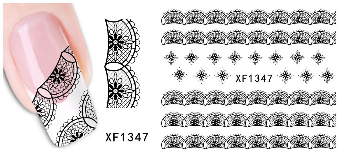XF1343-1348 Lace Water Nail Sticker