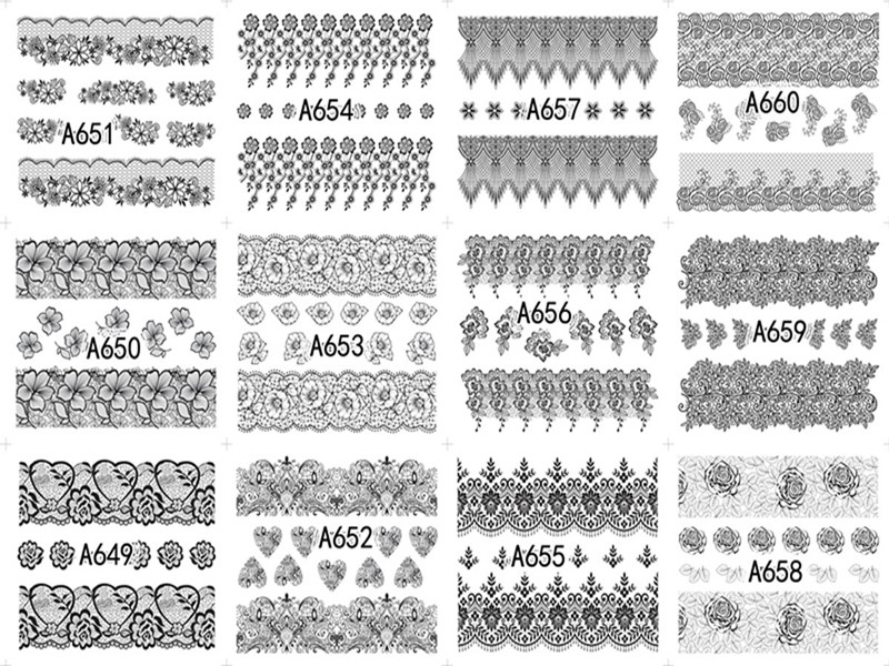A649-660 Lace Water Nail Sticker