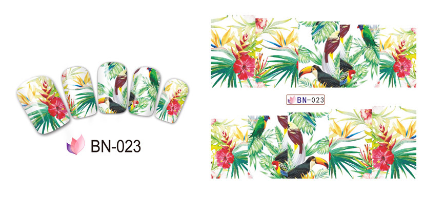 BN019-024 Flower Water Nail Sticker