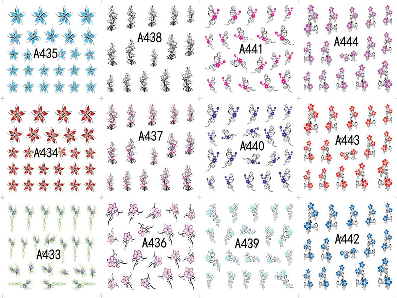 A433-444 Flower Water Nail Sticker