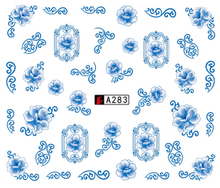 A283-288 Blue Flower Water Nail Sticker