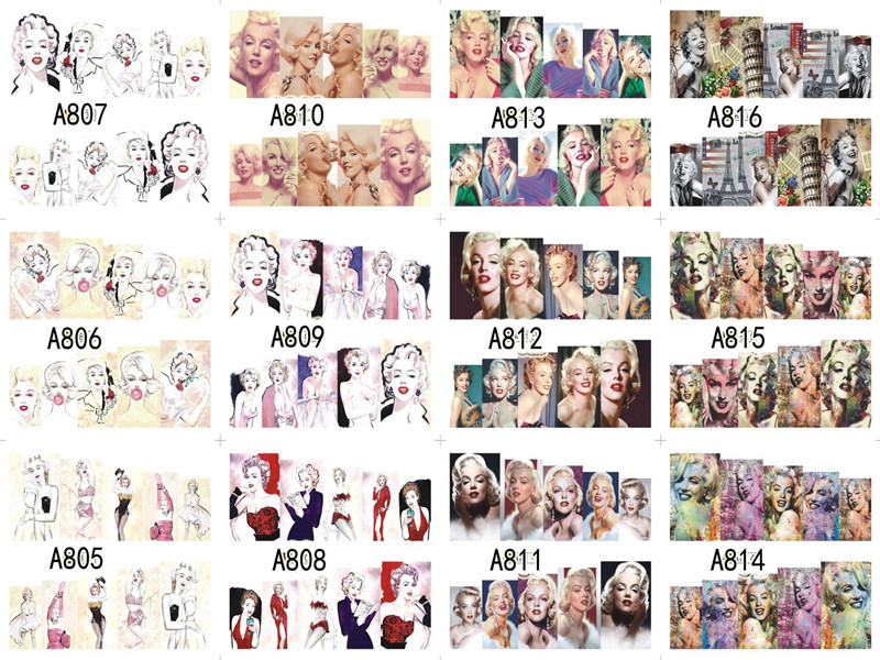 A805-816 Beautiful Lady Water Nail Sticker