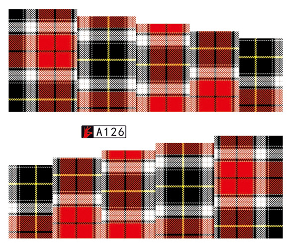 A121-126 Feather And Plaid Water Nail Sticker