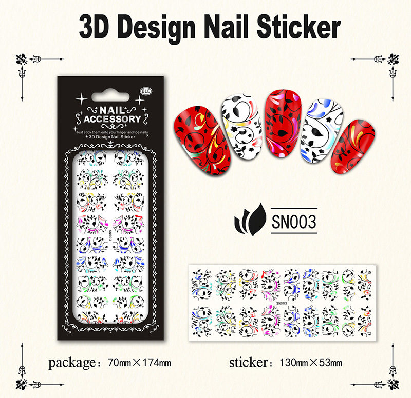 SN001-012 Rainbow Nail Sticker