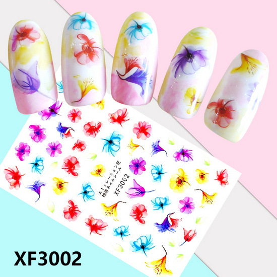 XF3002 3D Self Adhesive Flower Nail Art Sticker 
