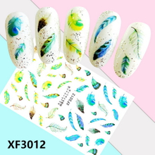 XF3012 3D Self Adhesive Feather Nail Art Sticker 