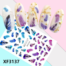 XF3137 3D Self Adhesive Feather Nail Sticker 