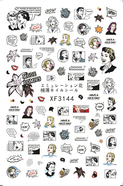 XF3144 3D Self Adhesive Character Nail Sticker 