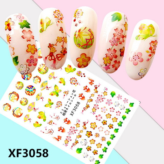 XF3058 3D Self Adhesive Plants And Animals Nail Sticker 