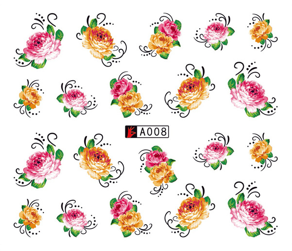 A007-012 Flower Water Nail Sticker