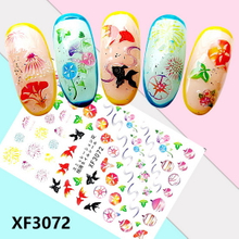 XF3072 3D Self Adhesive Flower And Fish Nail Sticker 