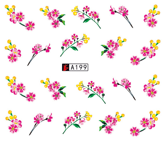 A199-204 Flower Water Nail Sticker