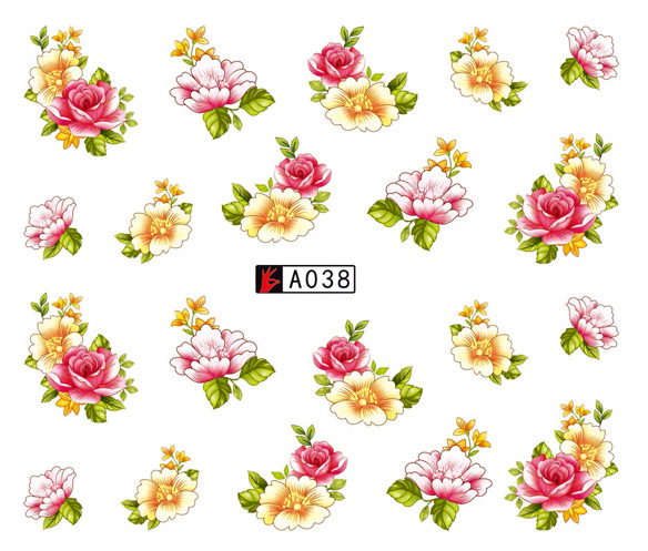 A037-042 Flower Water Nail Sticker