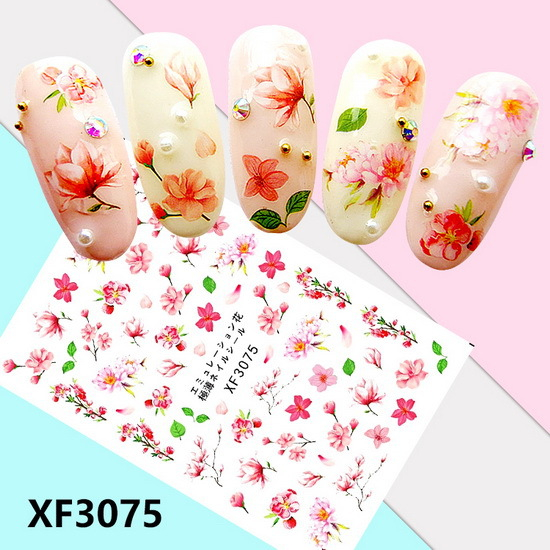 XF3075 3D Self Adhesive Flower Nail Sticker 