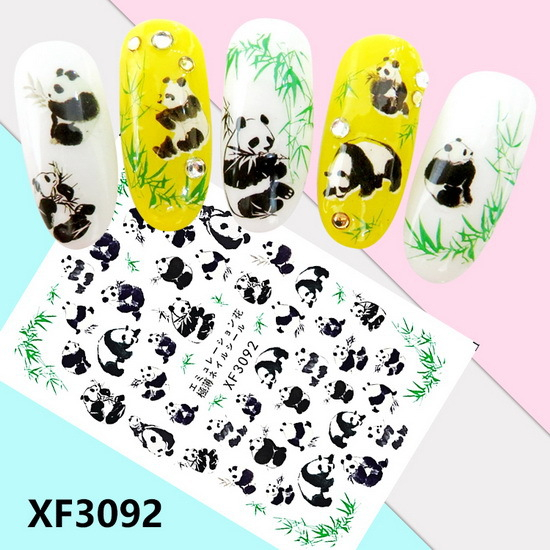 XF3092 3D Self Adhesive Panda Nail Sticker 