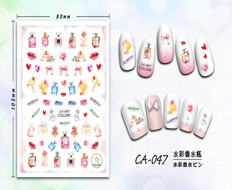 CA-047 3D Colorful Perfume Bottle Nail Sticker