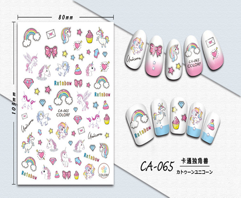 CA-065 3D Cartoon Unicorn Nail Sticker