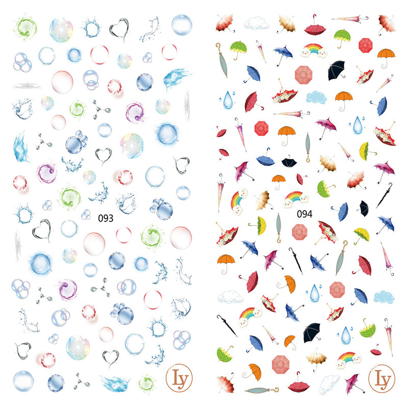 LY093-094 Thin 3D Umbrella Nail Art Sticker