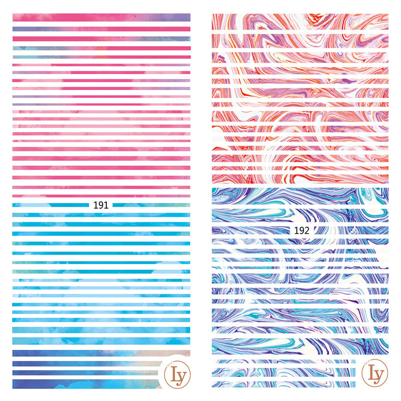 LY191-192 Thin 3D Stripe And Pattern Nail Sticker