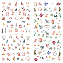 LY077-078 Thin 3D Women And Plant Nail Art Sticker