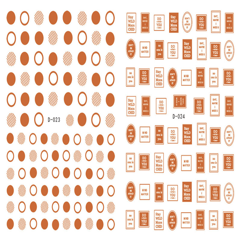 D023-024 3D Rose Gold Round Pattern Nail Art Sticker