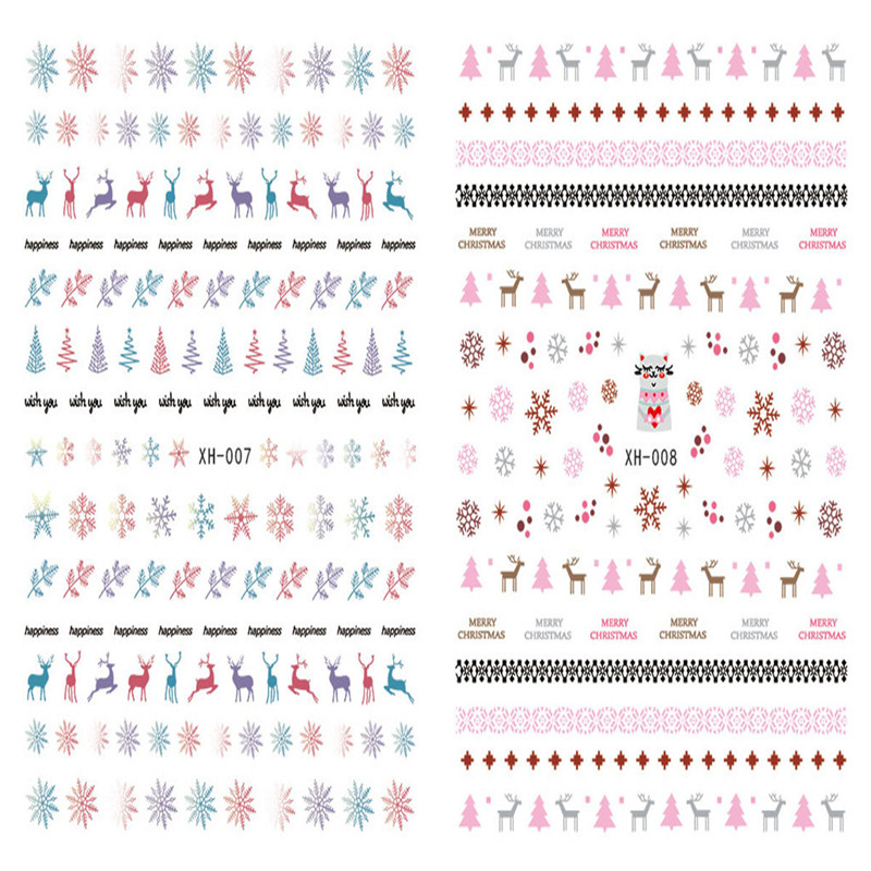 XH007-008 3D Deer Snowflake Christmas Nail Art Sticker